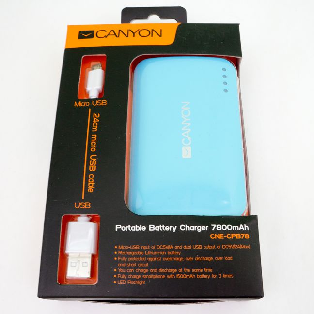 Canyon CNE-CPB78, powerbank, draagbaar, batterij, review, prestaties