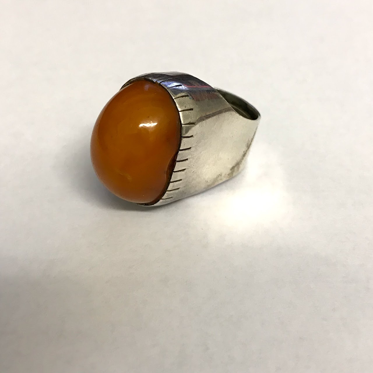 Rebecca Collins Sterling and Amber Cocktail Ring