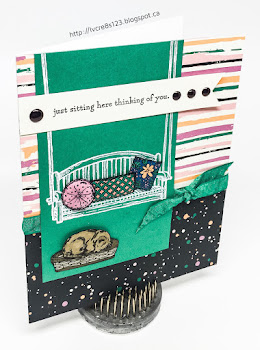 Linda Vich Creates: Just Sitting Here. Puffy pillows on a porch swing with a dog at your feet–what could be better than Stampin' Up's Sitting There stamp set paired with Playful Palette DSP?