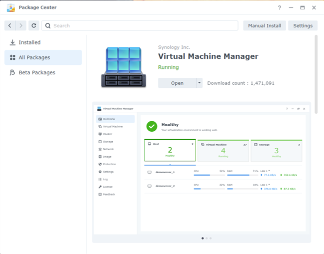 Synology DS1621+ มีโมดูล Virtual Machine Manager