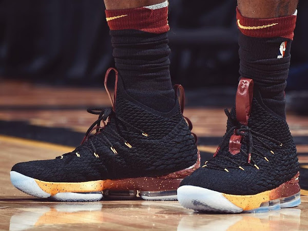 LBJ Rocks Two LeBron 15s KITH Pregame and Cavs PE Ingame