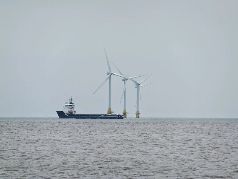 Ship by Scratby wind turbines
