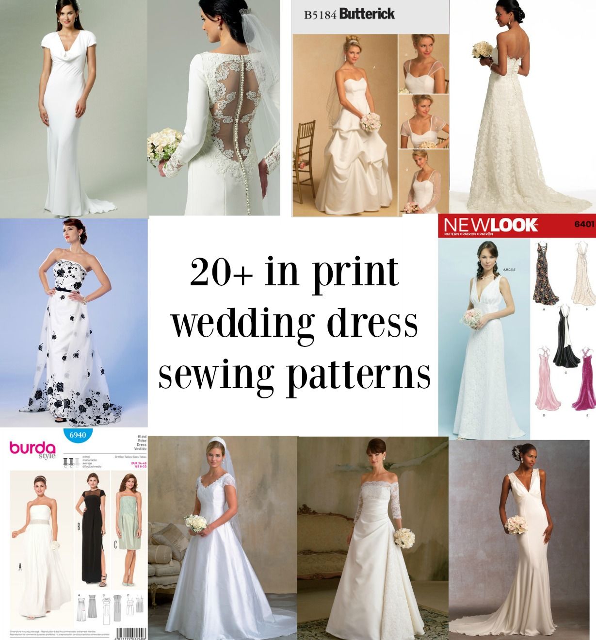 Links to over twenty in print bridal gown sewing patterns  - Mermaid Wedding Gown Sewing Pattern