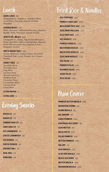 Veggys Kitchen menu 