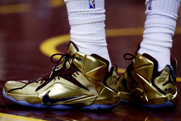 LBJ Wears Shiny Nike LeBron 12 Cavs Gold Finals PE in Game 6