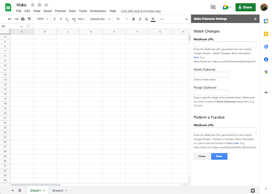 Screenshot of Make for Google Sheets