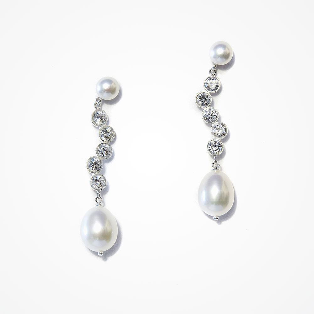 Aura pearl and CZ drop bridal