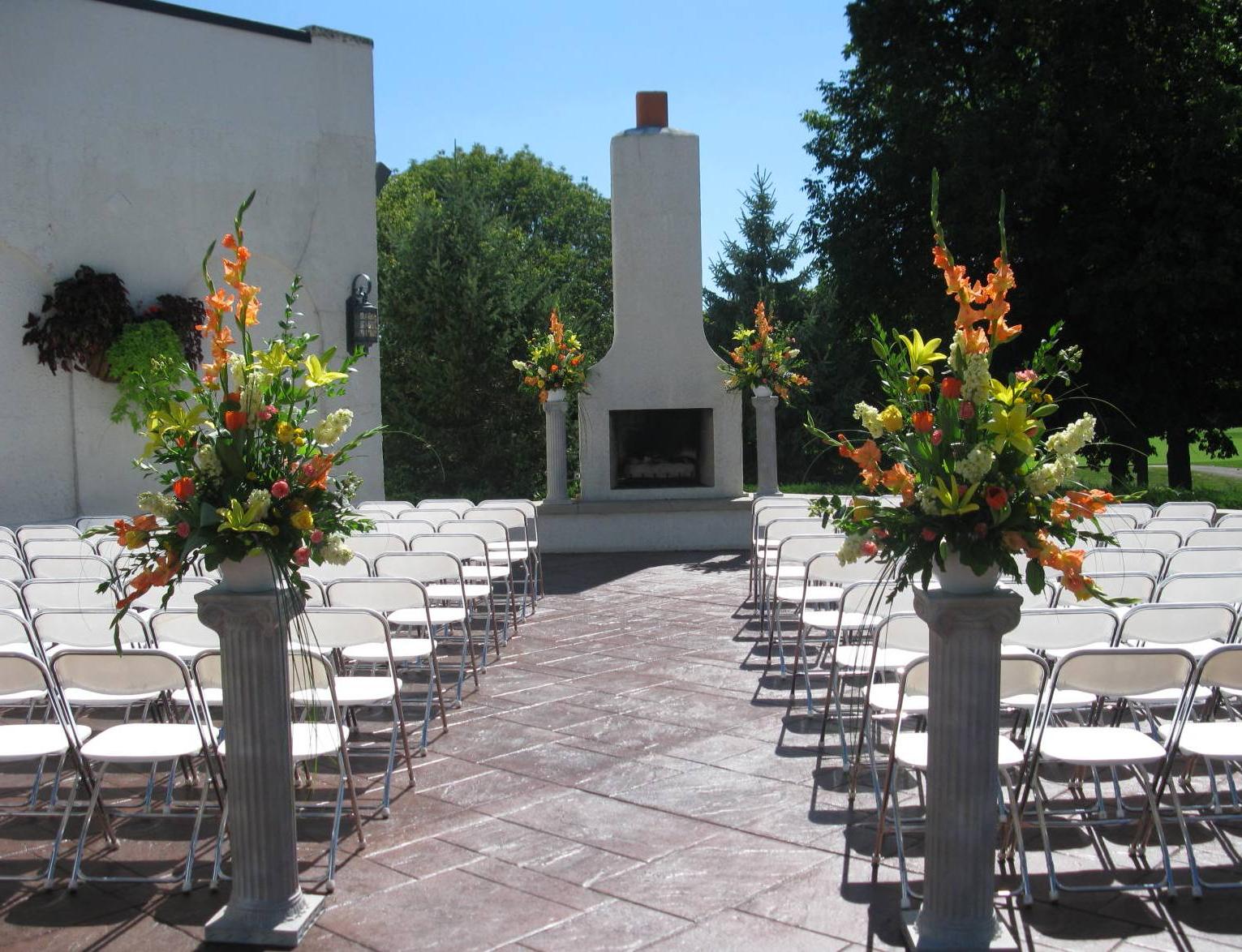 pillars with flower