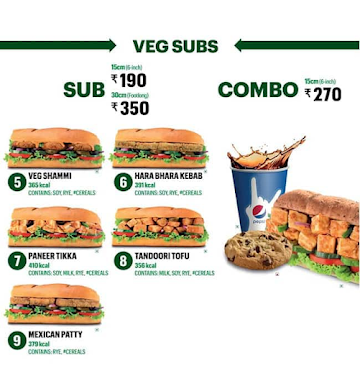 Subway menu 