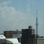 tokyo sky tree from the bus in Tokyo, Japan 