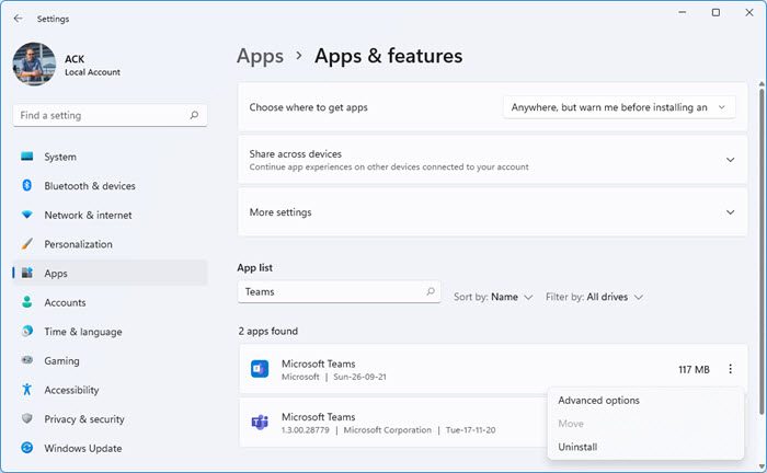 Reparar, Restablecer o Reinstalar Microsoft Teams