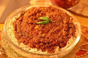 Ready to serve "Italian Beef mince in a skillet with Noodles"