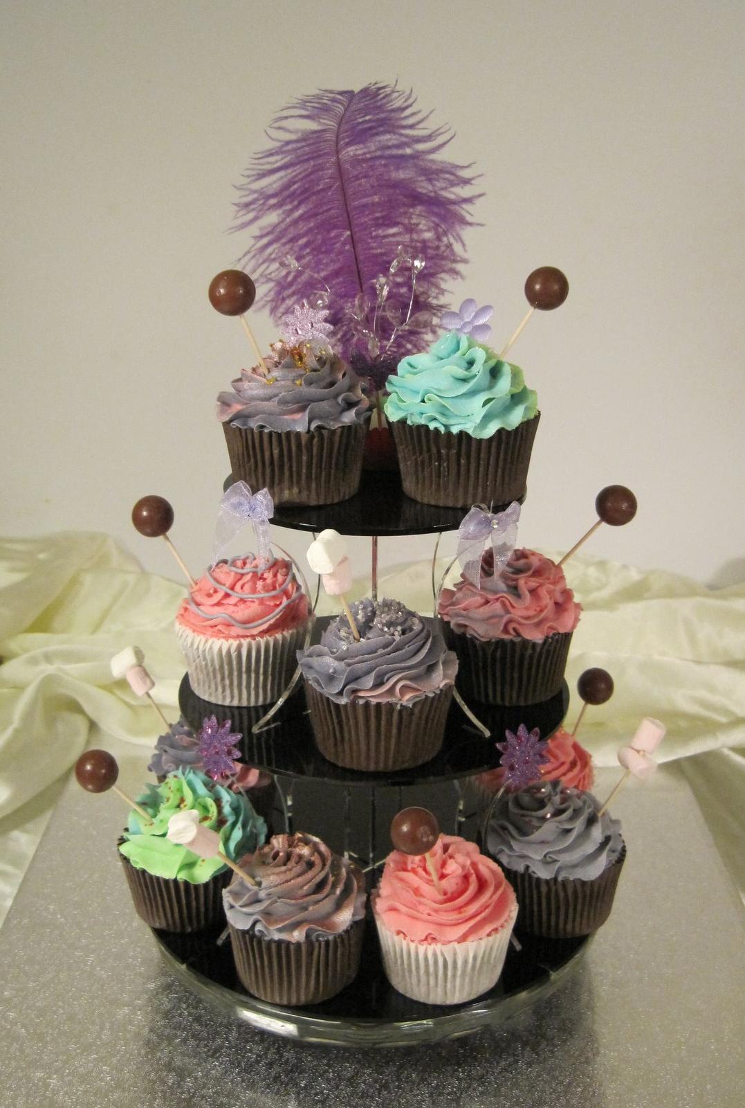 This cupcake tower is made of