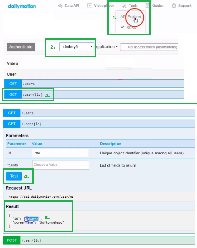 get-username-id-in-api-explorer-dailymotion