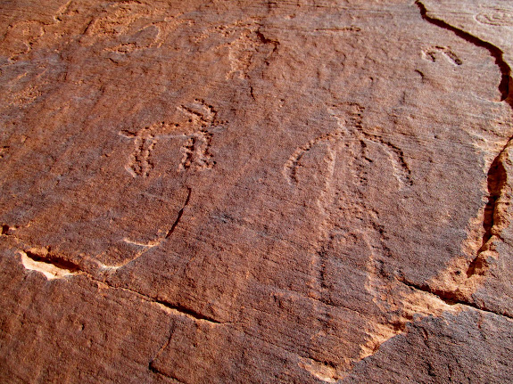 Canine(?) and human petroglyphs