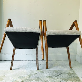 Modern Oak Armchair Pair