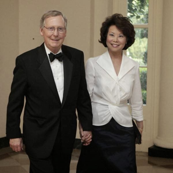 U.S. Senate Minority Leader Sen. Mitch McConnell married his second wife Elaine Chao in 1993. Chao served as the Secretary of Labor under Republican President George W. Bush from 2001 to 2009. 