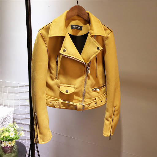 Title 2, Womens suede leather motorcycle jacket with pl...
