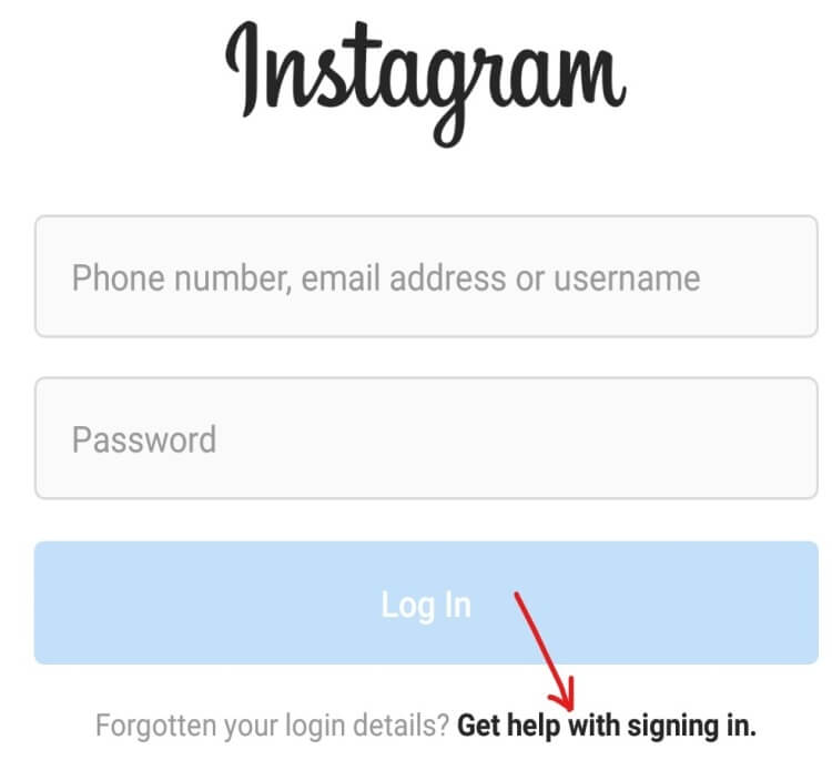 Nếu bạn không nhớ mật khẩu của mình, hãy nhấp vào “Nhận trợ giúp đăng nhập” |  Đặt lại mật khẩu Instagram
