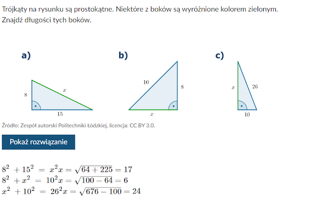 Twierdzenie Pitagorasa kl. 8 - krok po kroku