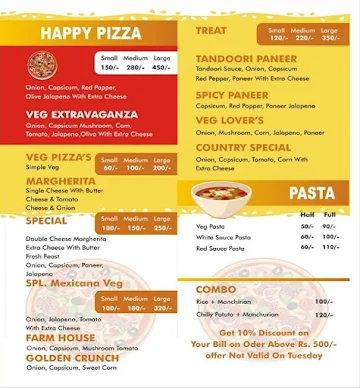 Happy Pizza Cafe menu 