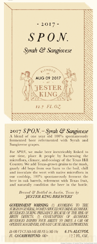 Jester King 2017 SPON Syrah & Sangiovese 