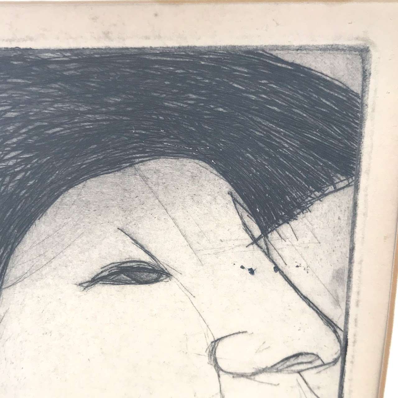 Dorothy Cohen Signed Profile Portrait Etching