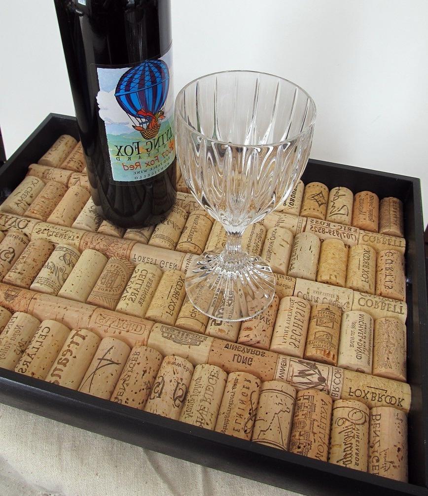 Black Wine Cork Serving Tray