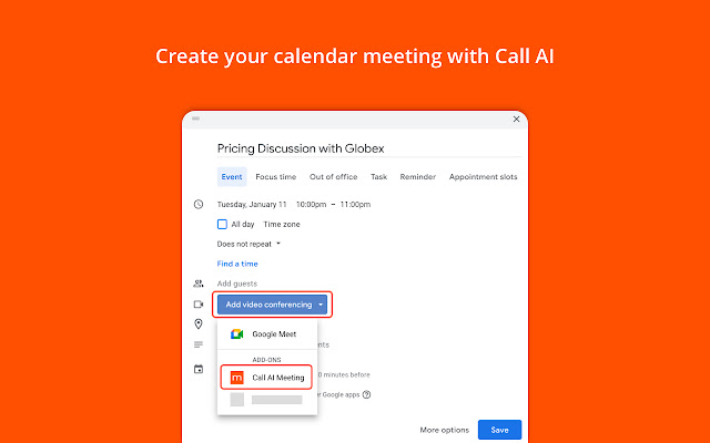 Screenshot of Call AI