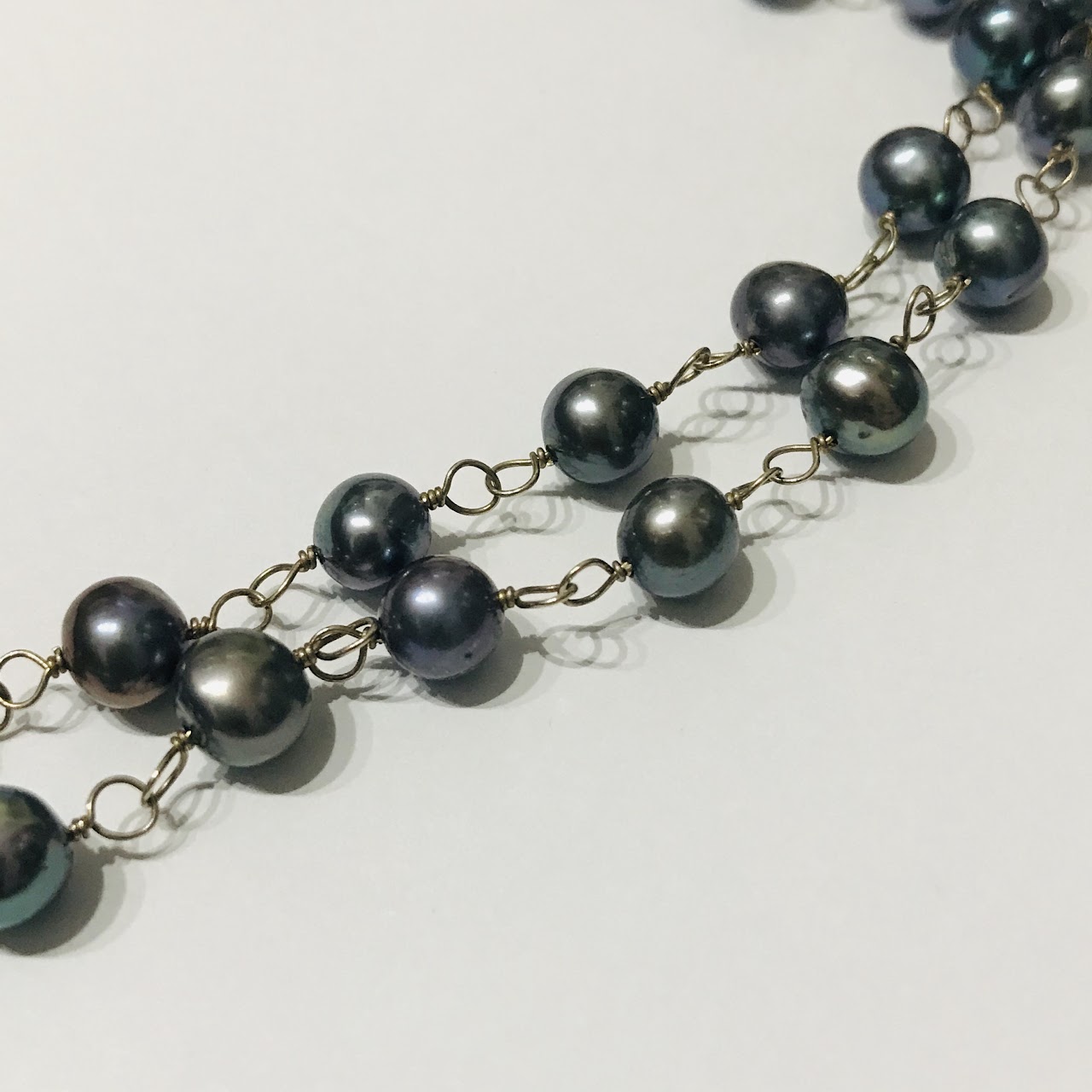 14K White Gold & Black Pearl Necklace