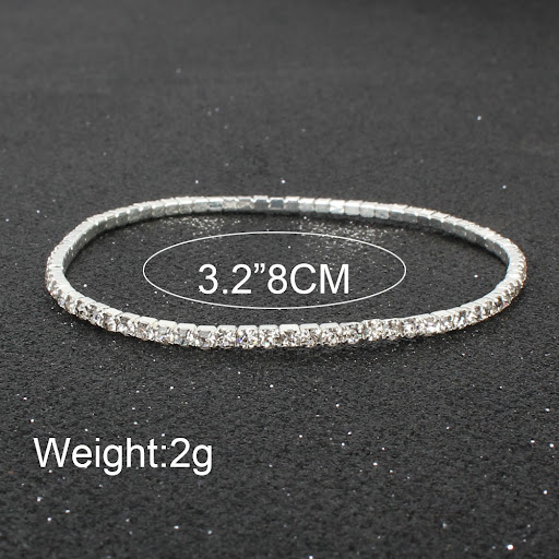 Title 1, Multicolor rhinestone stretch bracelet, shiny a...