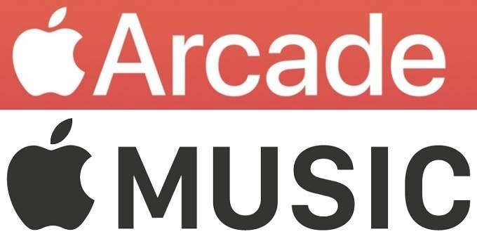 Logotipos de Apple Arcade y Apple Music