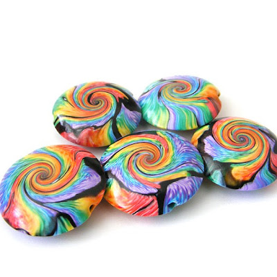 Van Gogh Rainbow Swirl Lentil Beads by Rolyz Creations