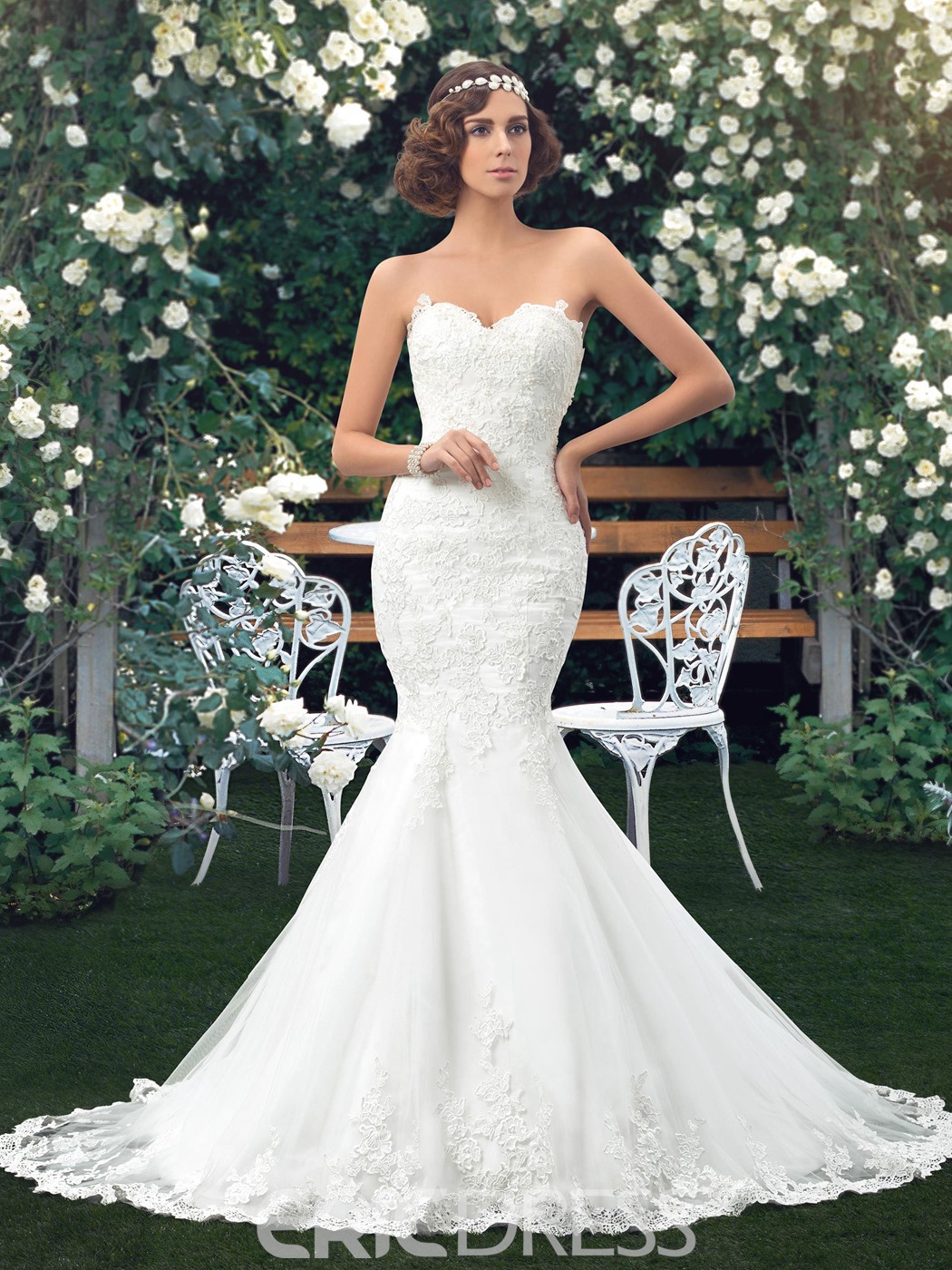 Wedding Dress Sweetheart Applique Mermaid - Sweetheart Top Mermaid Wedding Dress