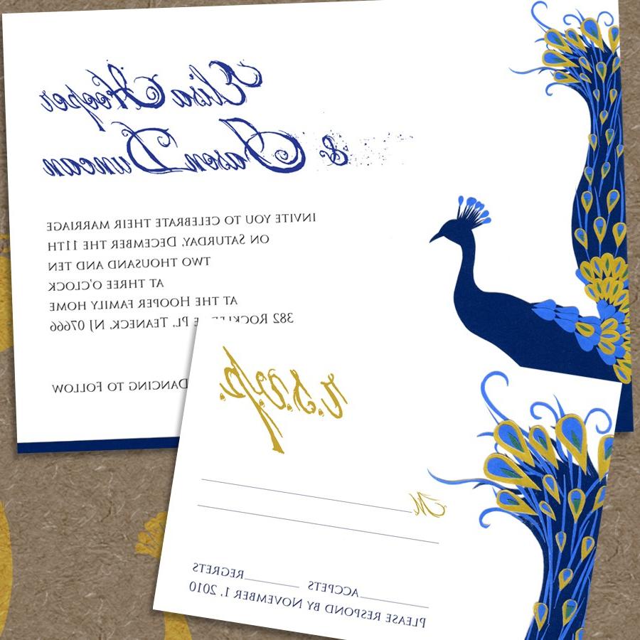 modern peacock printable wedding invitation and rsvp - digital pdfs