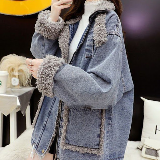 Title 6, Womens Casual Loose Cotton Coat Versatile Deni...