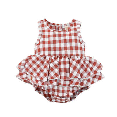 Title 2, Summer Baby Girl Sleeveless Plaid Babys Gown, ...