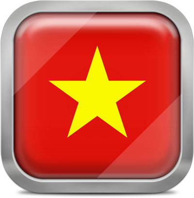 Vietnam square flag with metallic frame
