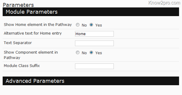 บันทึกการใช้งาน Joomla ตอนที่ 7 Module แสดง Breadcrumbs