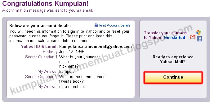 Gambar 3 Cara Membuat Email di Yahoo