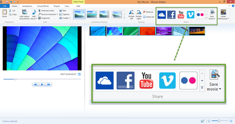 Movie Maker, OneDrive, chia sẻ, video, tải lên