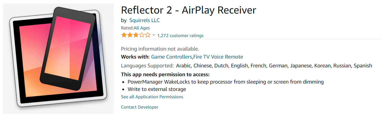 relecteur 2 airplay récepteur amazon appstore