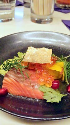 Chefs Week PDX 2/7/16 West Coast 2016 Dinner - Earl Ninsom presents Sockeye Salmon Salad, Avocado, Beet, Ikura