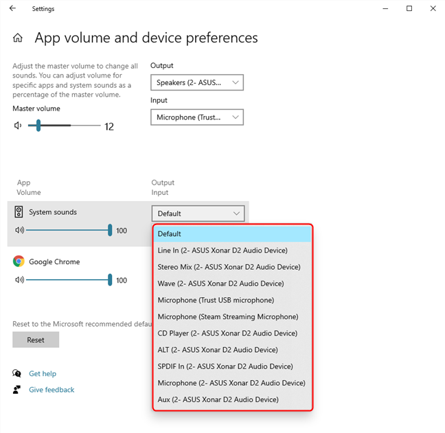 Sélectionnez le microphone que vous souhaitez définir par défaut pour Google Chrome