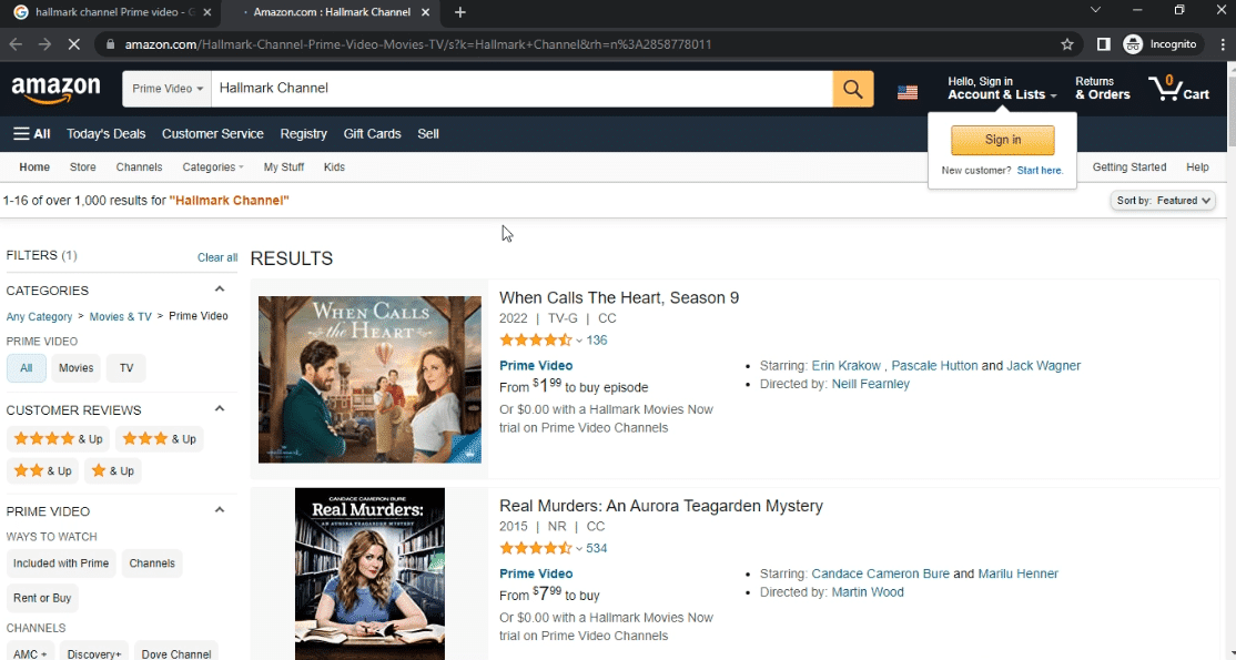 Канал Hallmark в Prime Video