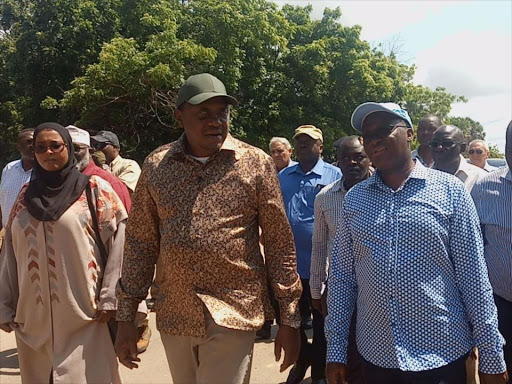 President Uhuru Kenyatta inspects national projects in Lamu on August 1,2018. /CHETI PRAXIDES