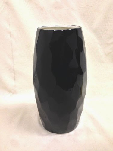  TUSCAN COLLECTION CLASSIC BLACK OVAL CERAMIC VASE 14-1/4