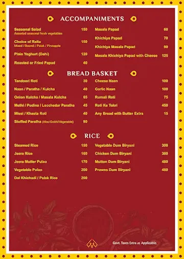 Urban Dhaba menu 