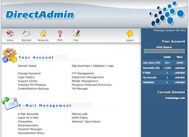 Giao diện hosting DirectAdmin