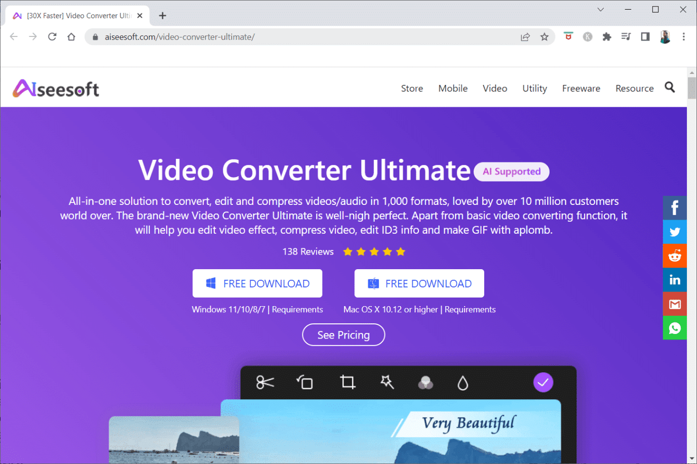 Aiseesoft Video Converter สุดยอด  เครื่องมือดาวน์โหลดวิดีโอออนไลน์ฟรี